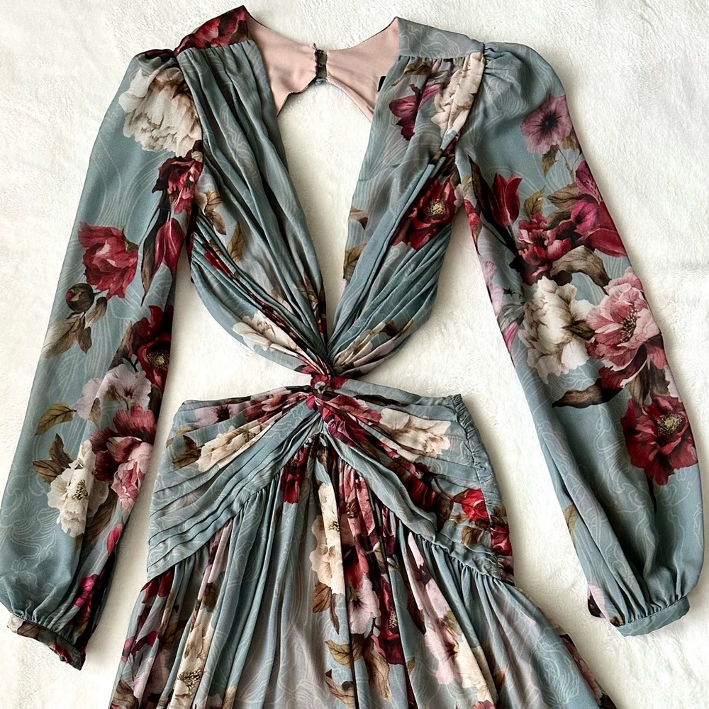 PatBo Peony Print Cutout Midi Dress Size 2 - Picture 10 of 16